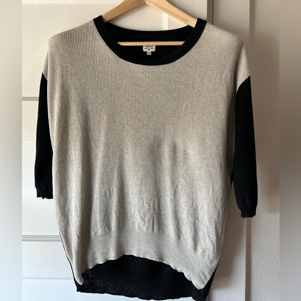Wilfred sweater - silk cashmere blend, black and cream color block